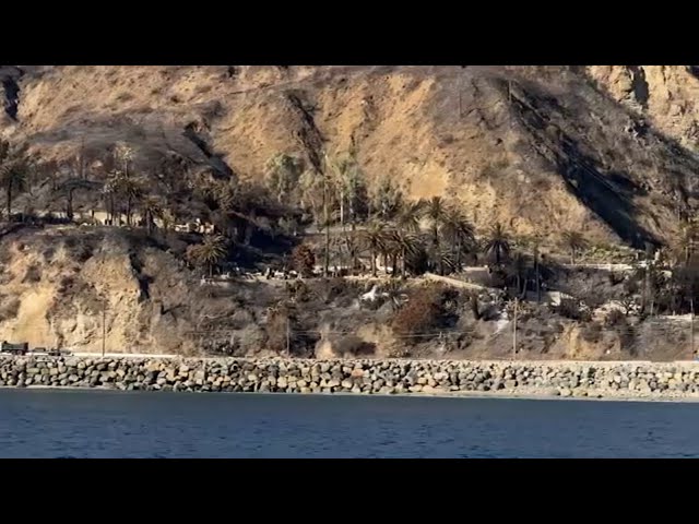 ABC7 gets view of Palisades Fire devastation from the ocean