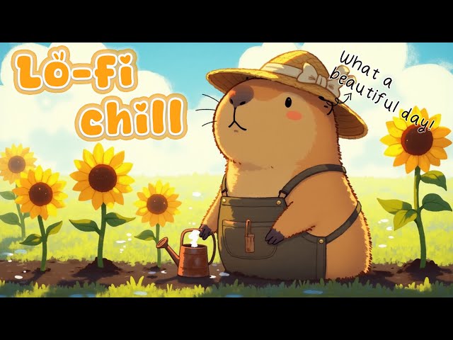 Lofi Garden Vibes 🌻 Relaxing Chill Beats with Capybara in a Sunflower Field