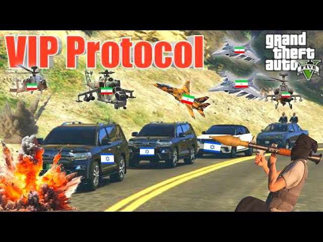 Irani Fighter Jets & War Helicopters Attack on Israeli Military Oil & Weapon Supply Convoy -GTA 5