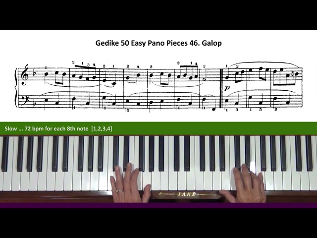 Gedike 50 Easy Piano Pieces Op. 46 No. 46 Galop Tutorial