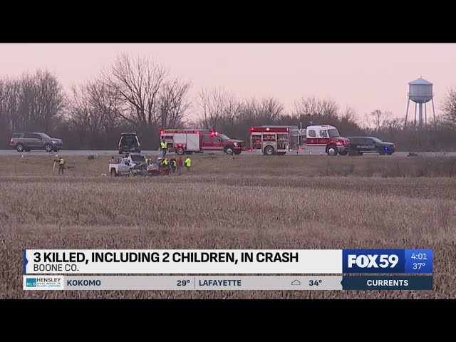 Adult, 2 children dead after crash on I-74 in Boone County