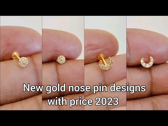 latest new gold nose pin designs with price 2023/saniya gold nose ring designs