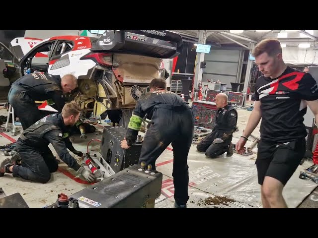 WRC ECO Acropolis Rally Greece 2023 Ogier car gets serviced, incl Hybrid unit change, wrc service