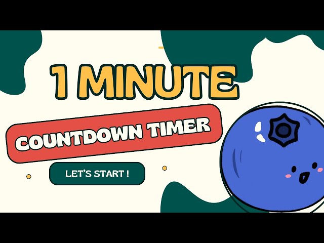 BLUEBERRY COUNTDOWN ! 🫐 1 MINUTE  1:00 countdown timer from 60 seconds to zero in seconds