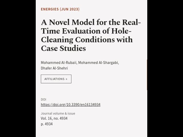 A Novel Model for the Real-Time Evaluation of Hole-Cleaning Conditions with Case Stud... | RTCL.TV