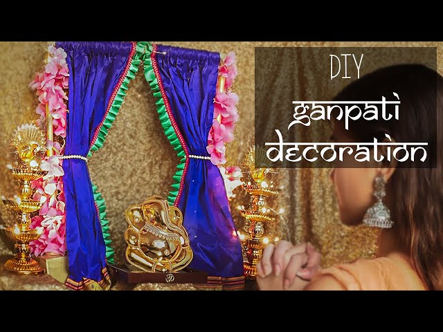 Eco Friendly Ganpati Decoration Idea At Home 2018 | Decoration with Blouse Piece | Shreeja Bagwe