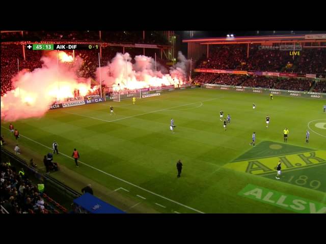 AIK - DIF SvFF Protest Tifo + Bengal Inferno 19/9 2011