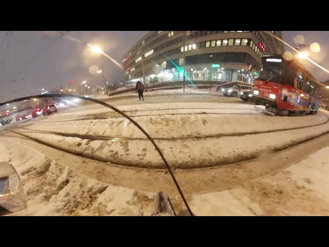 Riding a bike after the blizzard in Helsinki, Finland, Feb/01/2018; Gear 360 + AD 2