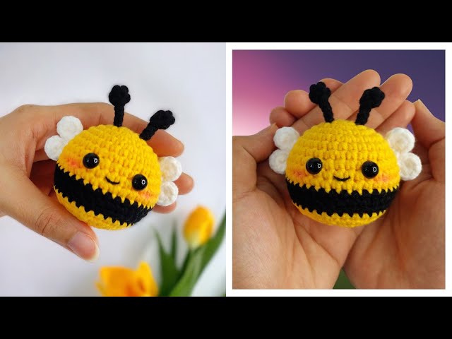 Crochet Bee Keychain - Cute & Small Amigurumi Bee Free Pattern