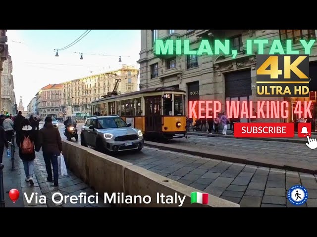 Walking Tour at Via Orefici, Milan 🇮🇹 | 4K Virtual Walk in the Heart of Italy’s Fashion Capital