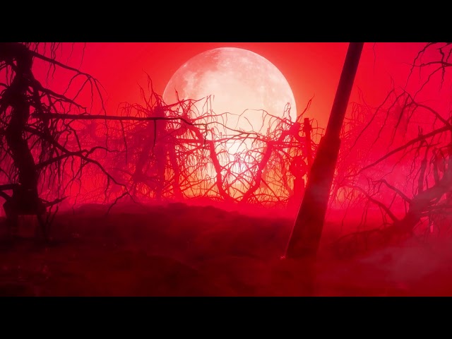 Red Full Moon Swamp Graveyard Halloween 4K