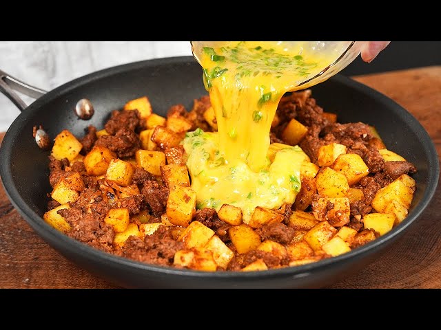 I have never eaten so deliciously! Potato eggs and ground beef! Quick and easy recipe!