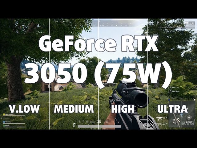 🎮 NVIDIA GeForce RTX 3050 [Laptop, 75W] - PUBG gameplay benchmarks (1080p)