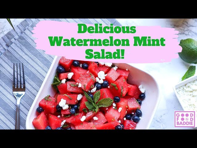 Watermelon Mint Salad Easy Recipe + THE BEST WAY TO CUT WATERMELON | Delicious Summer Salad