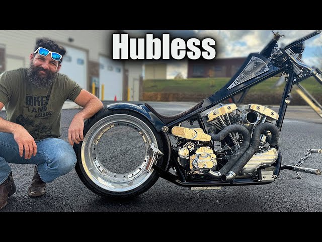 Riding 1 of 5 Hubless Choppers made by Billy Lane