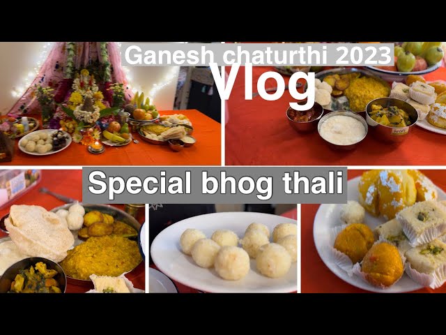 Ganesh chaturthi 2023 in uk | Ganesh festival Celebration | Decoration and Bhog thali for bappa