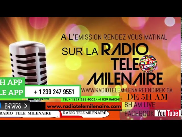 Mardi/09/Avril/ /2024 Emission Rendez-vous matinal sur la Radio Tele Milenaire avec Frere Smith