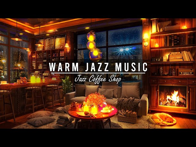 Warm Jazz Music for Work, Unwind ☕ Snowy Day at Cozy Coffee Shop Ambience ~ Jazz Relaxing Music