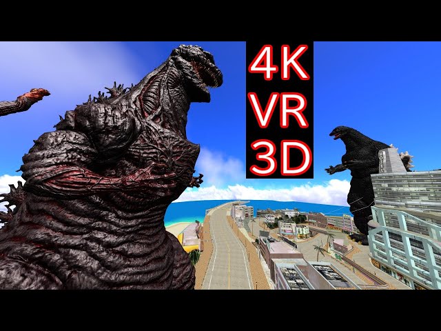 【MMD VR180】Godzilla1991 ＆ Shin Godzilla Rotation Angle in  Beach (ゴジラ1991 ＆ シンゴジラ 回転角度  ビーチ)