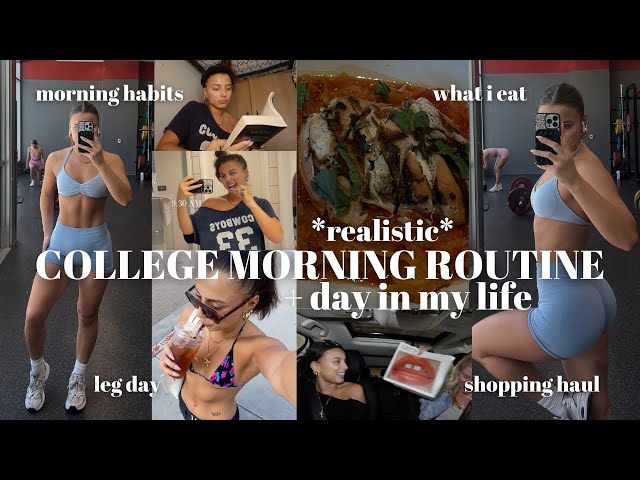 my REALISTIC COLLEGE MORNING ROUTINE: productive habits, leg day, high protein + day in my life!!