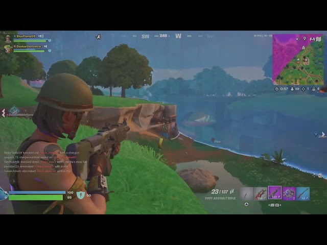 Fortnite gameplay - 2V2 high ground advantage on edge of storm…. Did Donbartholomew kill steal?