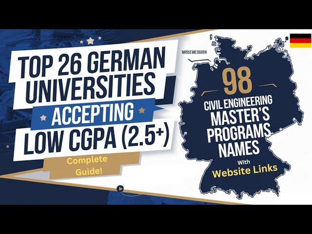 Top 26 German Universities Accepting Low CGPA (2.5+) for Civil Engineering Related Master's Programs