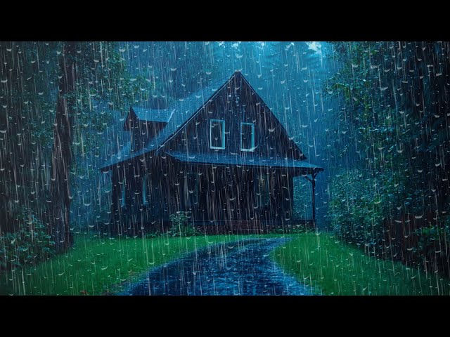 Deep sleep in 3 minutes — Storm and thunder in wooden house in foggy forest