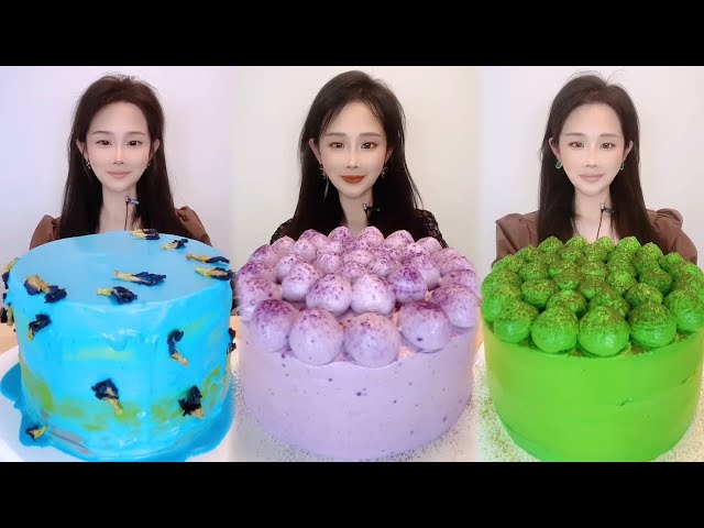 ASMR🍰Eating Taro Matcha Cake 🍰 (Soft And Waxy Sound) 크림丨먹방丨Mukbang丨Satisfying丨Eatingsho