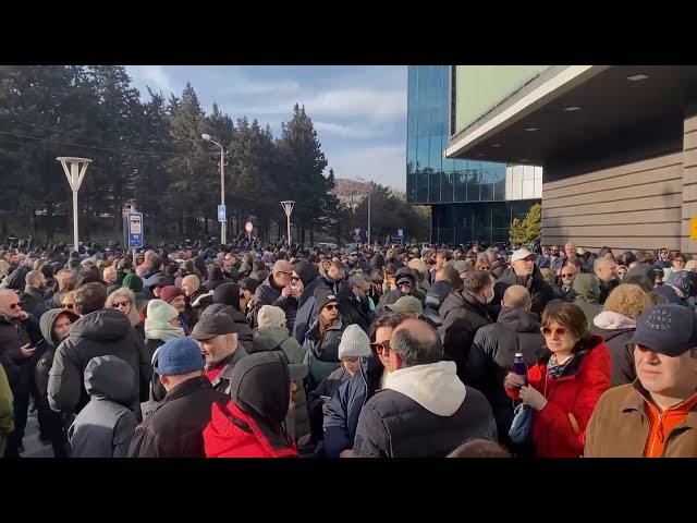 Protesters attempt to block the main highway in Tbilisi