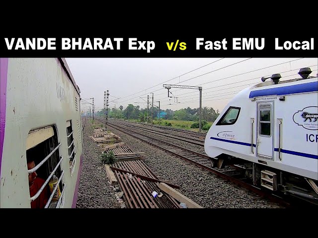 ‎️‍🔥Dangerous TRAIN RACE : Vande Bharat Express v/s Fast EMU Train | Brutal Overtake & Parallel Run