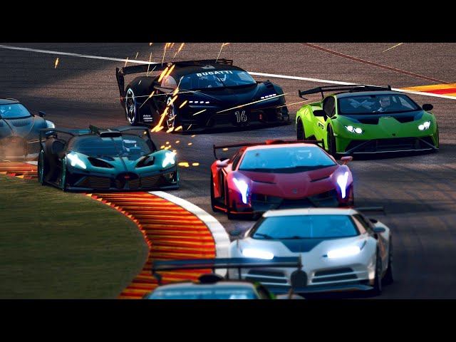 Bugatti Hypercars vs Lamborghini Hypercars at Spa Night GP