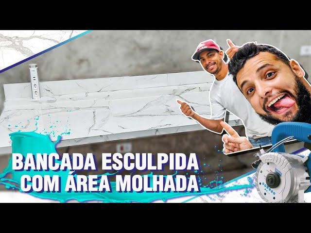 COMO FAZER ESSA BANCADA ESCULPIDA DE PORCELANATO COM ÁREA MOLHADA - DIY DETALHADO