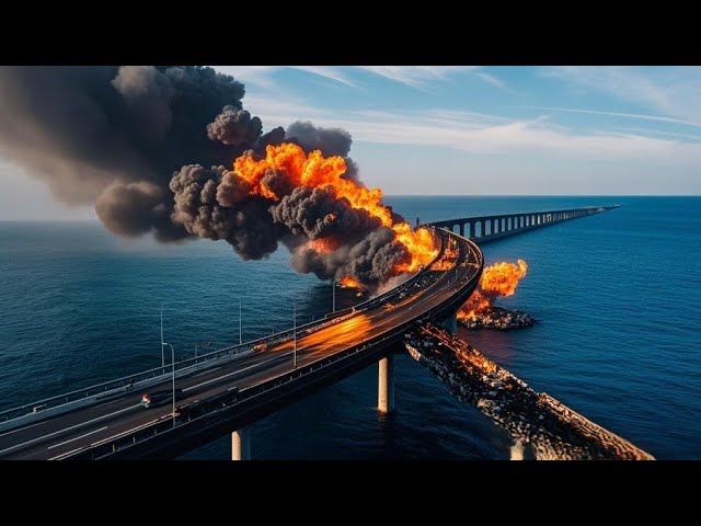 Just Happened! Crimean Bridge Destroyed by Ukrainian F-16 Airstrike!