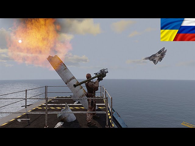 Just Now! Counterattack by Stinger Missiles Against Russian Fighters Attacking Oil Platform