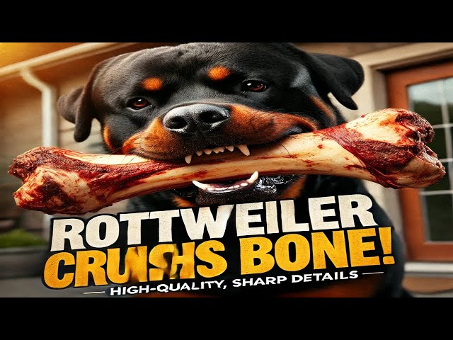 Rottweiler Enjoys Crunching a Giant Bull Joint Bone! (ASMR) 🦴🐶