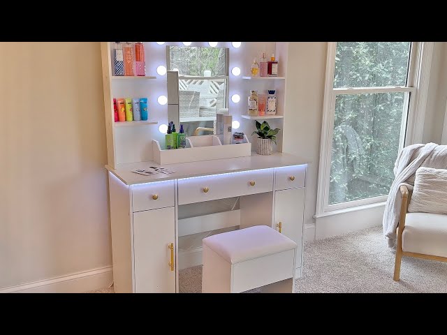 Makeup Vanity with Lights, Vanity with Charging Station, Boonatu Desk with Mirror and Lights