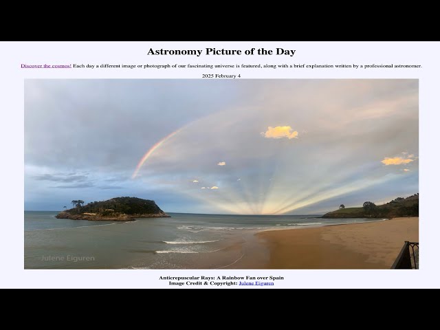 2025 February 04 - Anticrepuscular Rays - A Rainbow Fan over Spain