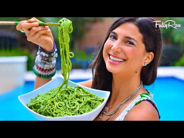 FullyRaw Pasta with Avocado Basil Pesto!