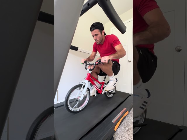 Riding a bike on a treadmill from 0-10mph.