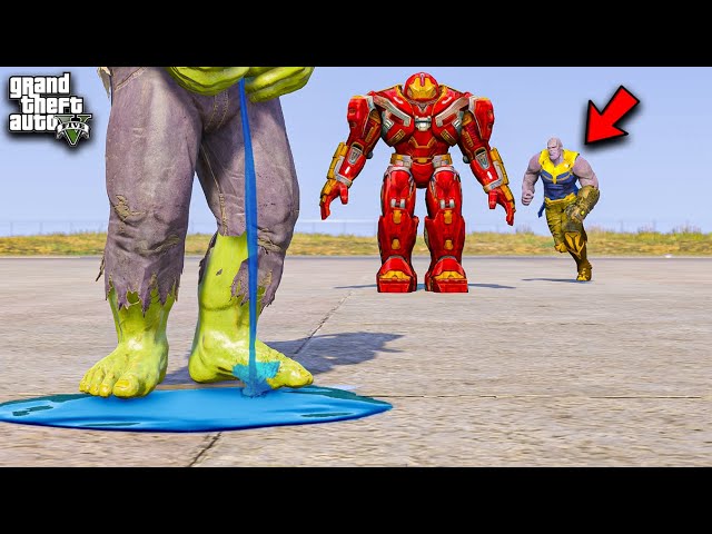 THANOS TRYING TO STEAL HULK HULKBUSTER SUIT IN GTA 5 | EPIC BATTLE FIGHT GTA 5