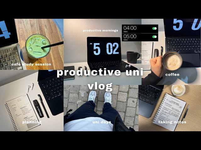 productive uni vlog 👨🏻‍💻🖤 4AM morning routine, studying, taking notes, lectures & coffee shops