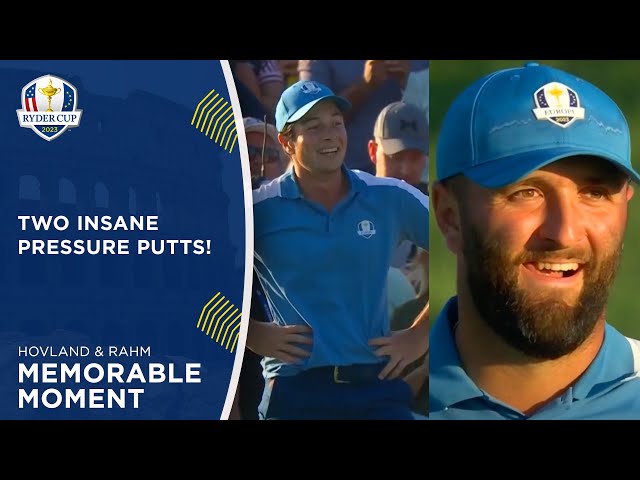 Hovland Sinks Long Putt on 18th to Tie Match, Rahm Does the Same! | 2023 Ryder Cup