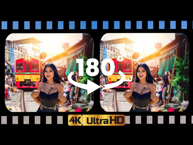 UNBELIEVABLE! Train PASSES INCHES from Market 🚂🔥 | 180° 3D VR Experience in Thailand  🇹🇭   #vr180