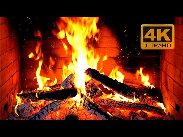 🔥 Cozy Fireplace 4K (12 HOURS). Fireplace with Crackling Fire Sounds. Fireplace Ambience