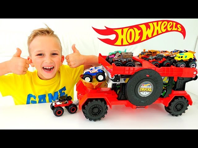 Vlad and Nikita play with Hot Wheels Monster Trucks