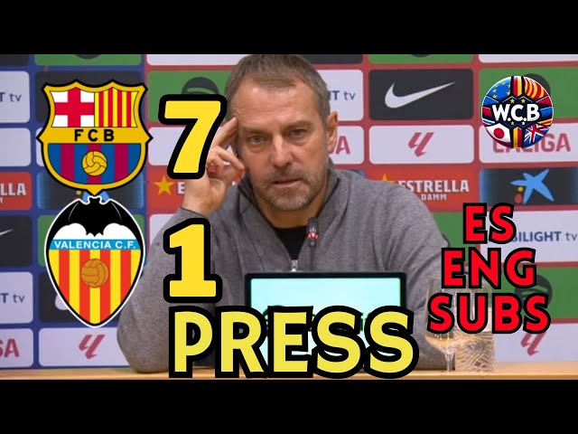 FLICK PRENSA FC BARCELONA 7 - 1 VALENCIA LA LIGA J21 | ES DUB | ES + ENG SUBS