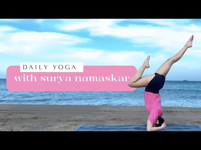 5 Min Daily Yoga Flow with surya namaskar| Every Day Full Body Yoga Routine