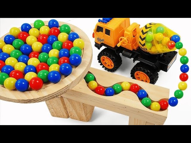 Marble Run Race ☆ HABA Slope & Retro Makita Truck, Excavator, Garbage Truck, Dump Truck, Ambulance52