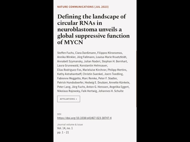 Defining the landscape of circular RNAs in neuroblastoma unveils a global suppressive... | RTCL.TV