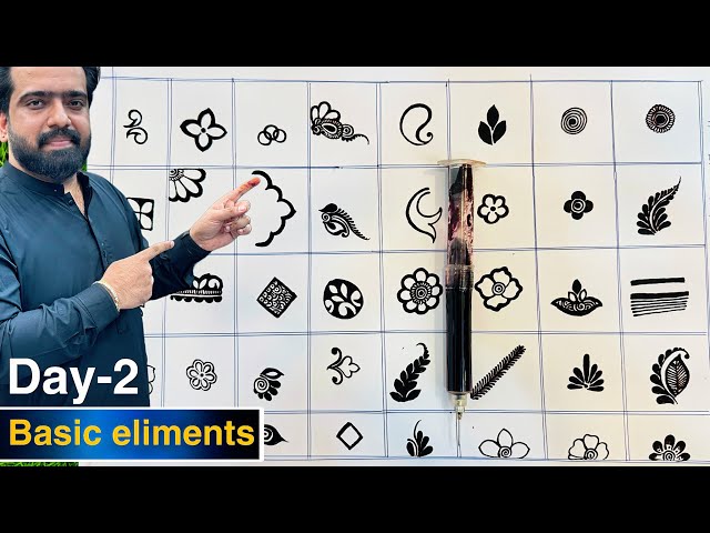 Basic elements ||| beginners Day 2 || easy mehndi 2024 beautiful mehndi design || latest henna class